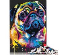 500 Piece Pug Dog Art Jigsaw Puzzles for Adults Learning Educational Toys Family Games Birthday Gifts 500pcs (52x38cm)