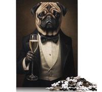 500 Piece Pug Dog Dressed in Tuxedo Jigsaw Puzzlesfor Adults Teenagers Puzzle Adult Jigsaw Puzzle for Adults Puzzle Gifts 500pcs (52x38cm)