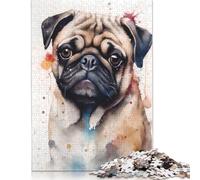 500 Piece Pug Splash Painting Puzzles for Adults Wooden Puzzles Educational Game for Children As A 500pcs (52x38cm)