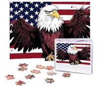500 Piece Puzzle for Adults - Challenging Puzzle Personalized Photo Puzzles Wooden Puzzles American National Flag with Eagle Jigsaw Puzzle Ideal Gift for Birthdays, Weddings, 20.4" x 15"