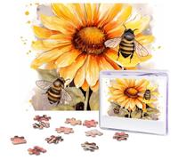 500 Piece Puzzle for Adults - Challenging Puzzle Personalized Photo Puzzles Wooden Puzzles Blackboard Bees Sunflowers Jigsaw Puzzle Ideal Gift for Birthdays, Weddings, 20.4" x 15"