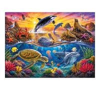500 Piece Puzzle for Adults,Colorful Ocean Animals Underwater Jigsaw Puzzle | Marine Life Scene with Dolphins,Sea Turtle and Coral Reef,Recycled Paper,Perfect Fit No Dust,Fun Family Puzzle Gift,20.5x15in