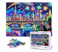 500 Piece Puzzle for Adults Colorful Paris Tower Wood Jigsaw Puzzles Difficult Eiffel Tower Jigsaw Puzzles for Adults Challenging Family Activity Great Gift Idea for Family Friends Teens Seniors