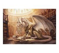 500 Piece Puzzle for Adults, Jigsaw Puzzle, Scholar Dragon - Library of Enchantment, Challenging Puzzle Games Whimsical Vintage Art Decor Birthday Party Gift, 20.5" x 15"