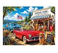 500 Piece Puzzle for Adults,Retro Classic Cars Lakeside Town Jigsaw Puzzles