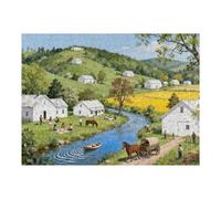 500 Piece Puzzle for Adults Seaside Village Puzzle Recycled Cardboard White Villa Jigsaw Puzzles 500 Pieces Challenging America Town Puzzles Perfect for Game Nights Best Xmas Gift 20.5x15