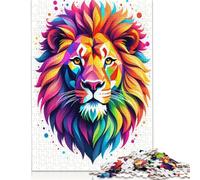500 Piece Puzzle Geometric Color Lion Jigsaw Puzzles for Adults Woodenboard Puzzles Adults Puzzles Gifts 500pcs (52x38cm)
