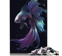 500 Piece Puzzle Green And Purple Betta 2 Jigsaw Puzzles for Adults Woodenboard Puzzles Best Gift for Adults And 500pcs (52x38cm)