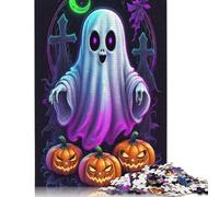 500 Piece Puzzle Halloween Ghost Rectangular Jigsaw Puzzles Woodenboard Puzzles Difficult And Challenge 500pcs (52x38cm)