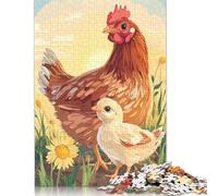 500 Piece Puzzle Hen And Chick in Meadow Jigsaw Puzzles for Adults Woodenboard Puzzles Adults Puzzles Gifts 500pcs (52x38cm)