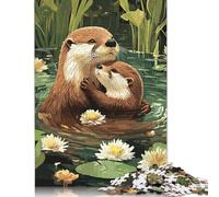 500 Piece Puzzle Otter Family Love Jigsaw Puzzles for Adults Woodenboard Puzzles Best Gift for Adults And 500pcs (52x38cm)