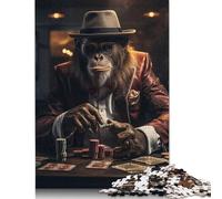 500 Piece Puzzle Primate Poker Jigsaw Puzzles for Adults Woodenboard Puzzles Best Gift for Adults And 500pcs (52x38cm)