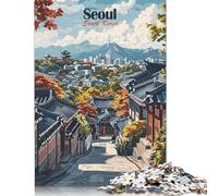 500 Piece Puzzle Seoul Cityscape Jigsaw Puzzles for Adults Woodenboard Puzzles Adults Puzzles Gifts 500pcs (52x38cm)
