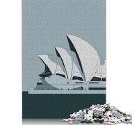 500 Piece Puzzle Sydney Opera House Minimalist Art Jigsaw Puzzles for Adults Woodenboard Puzzles Best Gift for Adults And 500pcs (52x38cm)
