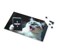 500 Piece Puzzles A Cat Holding A Phone With The Text "U Poopin?" Picture Puzzle Toddler Puzzles Puzzle Books For Adults(300PCS)