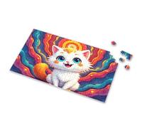 500 Piece Puzzles A Cute White Kitten With Blue Eyes And An Orange Tail Picture Puzzle Puzzle 500 Pieces Puzzles For Adults 500 Pieces(500PCS)