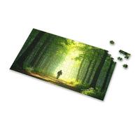 500 Piece Puzzles A Person Walks Down A Sunlit Forest Path. Picture Puzzle Puzzles For Kids Ages 4-6 Toys For Boys 6-8(1000PCS)