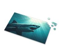 500 Piece Puzzles A Shark With Sharp Teeth Swimming Underwater. Picture Puzzle Puzzles For Kids Ages 4-6 Toys For Boys 6-8(1000PCS)