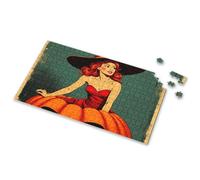 500 Piece Puzzles A Woman In A Red Dress Sitting On Pumpkins Picture Puzzle Toys For Ages 2-4 Puzzles 500 Pieces(500PCS)