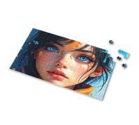 500 Piece Puzzles A Young Girl With Striking Blue Eyes And Vibrant Orange Highlights In Her Hair. Picture Puzzle Puzzle Board Kids Toys For Girls(500PCS)