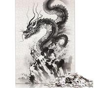 500 Piece Puzzles Black Dragon Ink Drawing Style Jigsaw Puzzles Game Toys for Adults Family Puzzles Gift Puzzles Adults Challenging 500pcs (52x38cm)