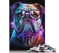 500 Piece Puzzles Bulldog with Glasses Style Jigsaw Puzzles Game Toys for Adults Family Puzzles Gift Puzzles Adults Challenging 500pcs (52x38cm)