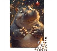 500 Piece Puzzles Christmas Hippopotamus Style Jigsaw Puzzles Game Toys for Adults Family Puzzles Gift Puzzles Adults Challenging 500pcs (52x38cm)