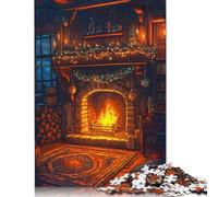 500 Piece Puzzles for Adults 500 Pieces Cozy Christmas Fireplace Jigsaw Puzzles for Teenagers Woodenboard Puzzles Toy Intellectual Game 500pcs (52x38cm)