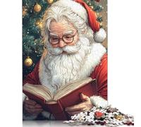 500 Piece Puzzles for Adults 500 Pieces Santa Claus Reading Christmas Funny Jigsaw Puzzles for Teenagers Woodenboard Puzzles Toy Intellectual Game 500pcs (52x38cm)