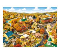 500 Piece Puzzles for Adults,Autumn Town Countryside Jigsaw Puzzles | Lively Community Market Puzzles 500 Pieces for Teens Seniors, Fall Forest Jigsaw Puzzle Street Building Puzzle Game Toy Gift