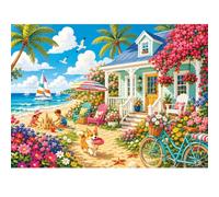 500 Piece Puzzles for Adults,Beach Cottage Seaside Jigsaw Puzzles 500 Piece | Ocean Sailboats Puzzle for Teen Senior,Dog Animal Jigsaw Puzzle, Sea House Puzzle Game Home Decor Toy Gift for Friends Family