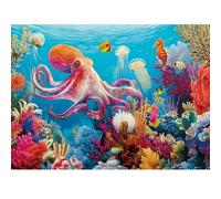 500 Piece Puzzles for Adults, Beautiful Underwater Animals Jigsaw Puzzles, Funny Ocean Octopus Puzzle for Teens Adults Elderly, Recycled Cardboard Summer Puzzle for Game Nights Home Decor 20.5x15 in