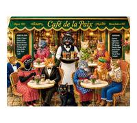 500 Piece Puzzles for Adults, Cat Cafe Party Jigsaw Puzzle, Letters on Back