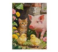 500 Piece Puzzles for Adults, Cat Pig Funny Puzzles 500 Piece Animal Floor Jigsaw Puzzle Educational Puzzle Creative Kits Preschool Birthday Gifts for Women and Men