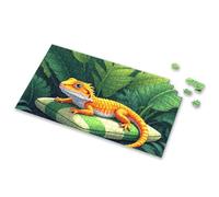 500 Piece Puzzles For Adults Clearance A Colorful Lizard Lounges On A Striped Cushion Amidst Lush Green Foliage Picture Puzzle Games For Kids 8-12 Gift For 4 Year Old Boy(300PCS)