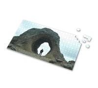 500 Piece Puzzles For Adults Clearance A Person Stands In Front Of A Large Natural Rock Arch Picture Puzzle Games For Kids 8-12 Gift For 4 Year Old Boy(500PCS)