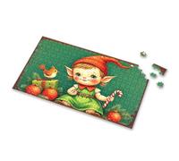 500 Piece Puzzles For Adults Clearance Christmas Elf With Candy Cane And Festive Decorations Picture Puzzle Puzzles For Toddlers 2-4 Toddlers Toys(300PCS)