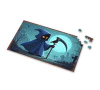500 Piece Puzzles For Adults Clearance Deathly Silence: Grim Reaper With Raven In Moonlit Graveyard Picture Puzzle 500 Piece Puzzles 300 Piece Puzzle(300PCS)