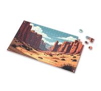 500 Piece Puzzles For Adults Clearance Desert Canyon With Red Rock Formations And Sparse Vegetation Picture Puzzle 500 Piece Puzzles 300 Piece Puzzle(1000PCS)