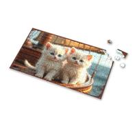 500 Piece Puzzles For Adults Clearance Two Adorable White Kittens On A Wooden Boat Picture Puzzle 500 Piece Puzzles Toddler Puzzles Ages 2-4(500PCS)