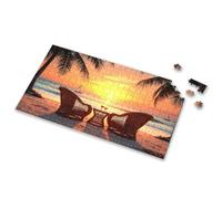 500 Piece Puzzles For Adults Clearance Two Chairs On The Beach With Drinks, Palm Trees, And A Sunset Picture Puzzle Games For Kids 8-12 Gift For 4 Year Old Boy(1000PCS)