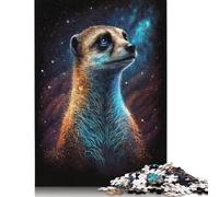 500 Piece Puzzles for Adults Galaxy Animal Meerkat Jigsaw Puzzles for Adults Wooden Rectangle Creative Jigsaw 500pcs (52x38cm)