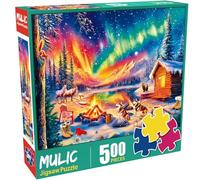 500 Piece Puzzles for Adults - Jigsaw Puzzles - Campfire Under the Northern Lights
