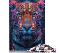 500 Piece Puzzles for Adults Psychadelic Jaguar Jigsaw Puzzles for Adults Wooden Rectangle Creative Jigsaw 500pcs (52x38cm)