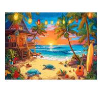 500 Piece Puzzles for Adults, Tropical Beach Sunset Jigsaw Puzzles 500 Pieces for Teens Adults Seniors, Sea Turtles Beach Hut Adult Puzzles, Ocean Surfboard Summer Jigsaw Puzzle Game Toy Gift