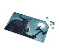 500 Piece Puzzles For Adults Viking Warrior With Horned Helmet Holding Axe Under Moonlight. Picture Puzzle 1000 Piece Puzzles Puzzles For Adults 1000 Pieces(1000PCS)