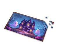 500 Piece Puzzles Halloween Night: Spooky Castle With Friendly Ghosts Picture Puzzle Gifts For 5 Year Old Girls Girl Toys Age 4-5(500PCS)