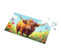 500 Piece Puzzles Highland Cow In A Flower Garden Picture Puzzle Puzzle Board 500 Piece Puzzles For Adults(300PCS)