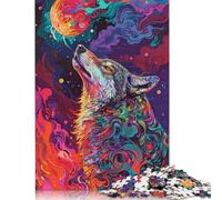500 Piece Puzzles Psychedelic Colorful Exotic Wolf Style Jigsaw Puzzles Game Toys for Adults Family Puzzles Gift Puzzles Adults Challenging 500pcs (52x38cm)