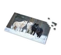 500 Piece Puzzles Three Wolves Standing In The Snow. Picture Puzzle Toddler Puzzles Puzzle Books For Adults(500PCS)